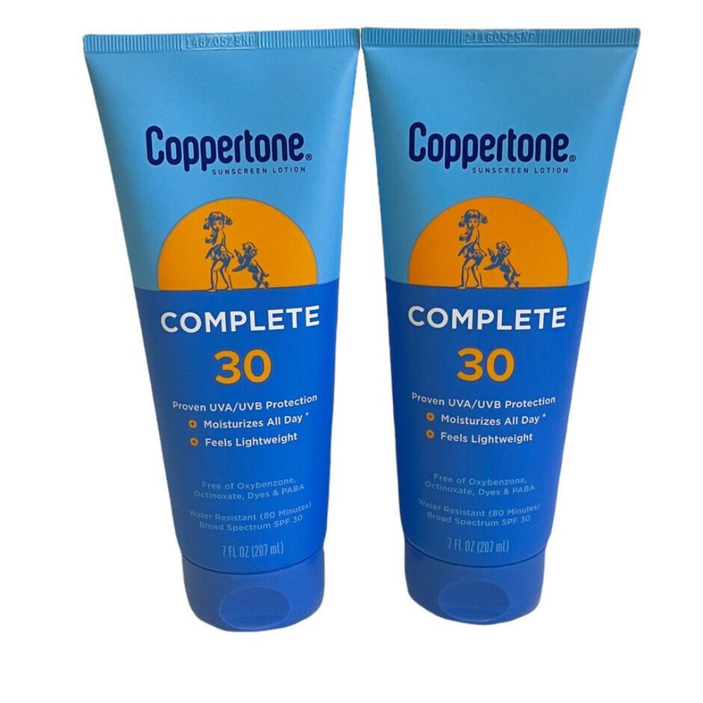 2 Coppertone Complete SPF 30 Sunscreen 7 OZ EXP 03/2024
